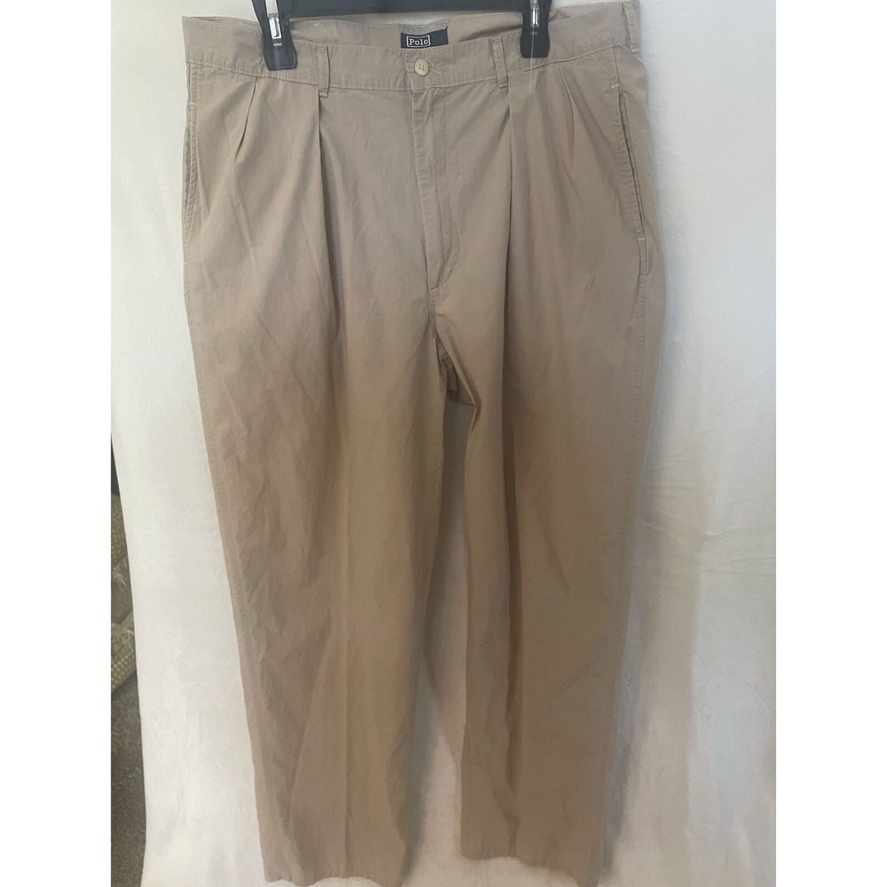 ralph lauren polo pants 38 x 34‎ light tan blue label classic fit pleated